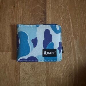 Bape Blue Camo Wallet Bi-Fold Nylon Bathing Ape NEW